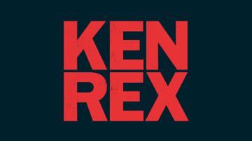 Against a dark grey background, text reads: KENREX in bold red font.