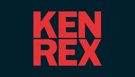 Against a dark grey background, text reads: KENREX in bold red font.