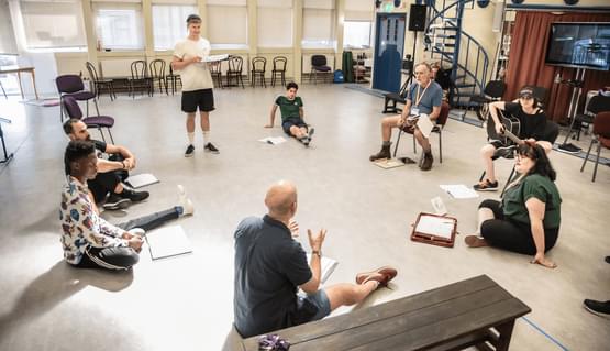 Members of the company in rehearsal for Much Ado About Nothing, Sheffield Theatres 2022.