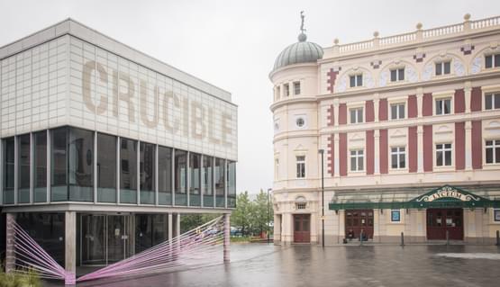 The Crucible with tape over the front and Lyceum