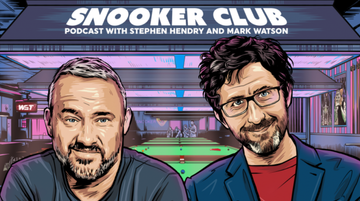 Cartoon drawing of former snooker player Stephen Hendry and comedian Mark Watson.